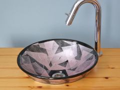 手洗い鉢　セミベッセルタイプ　天目銀彩　ピンク