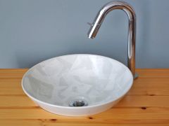 手洗い鉢　セミベッセルタイプ　銀彩　ホワイト